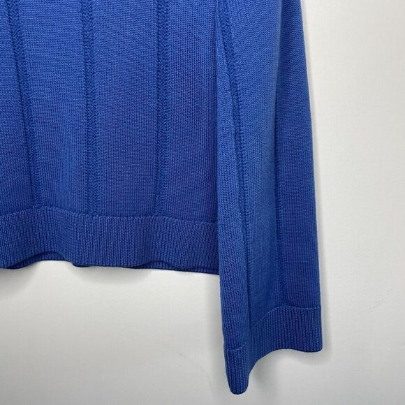 DEREK LAM Sweater Womens Small S Military Blue 100% Wool Pullover V-Neck Crop - Picture 10 of 13